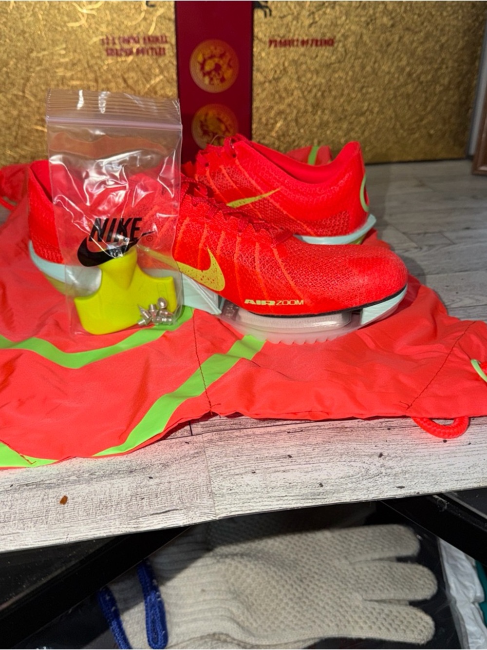 Nike Red and Lime Green Air Zoom Running Sneakers